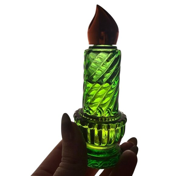 NIB Vintage Avon Christmas Candle Cologne | Green Glass Decanter w/ Box - Picture 6 of 6